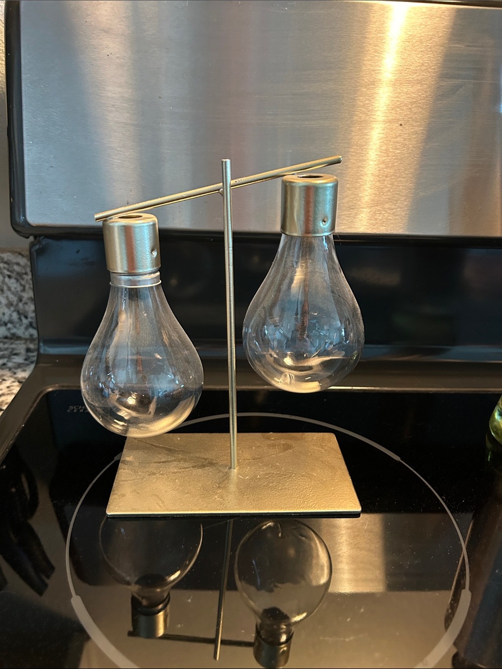 Gold Double Hanging Bulb Glass Vase Centerpiece